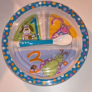 Colorful Kids' Party Plate and Spoon Set